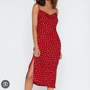 Red nasty gal dress with white hearts ❤️